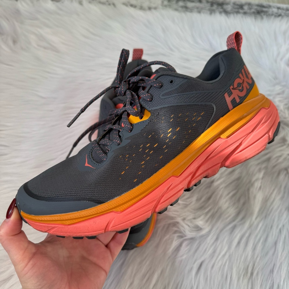 Hoka One One Gray and Coral Running Shoes